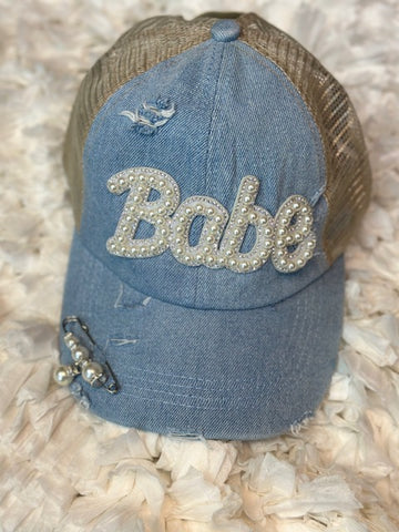 Babe Denim Pearl Cap